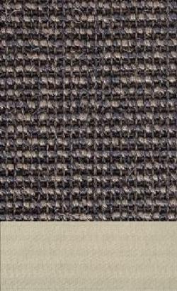 Sisal Salvador dunkelgrau 042 tæppe med kantbånd i elfenbein 003